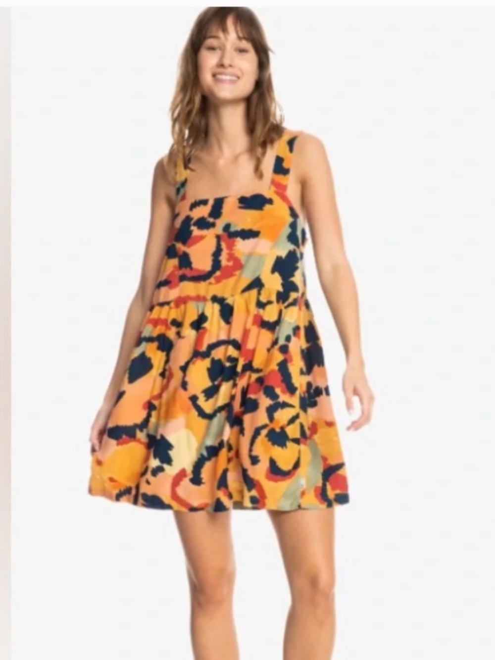 Quiksilver Sun Folk Mini Dress Abstract Multi Color Baby Doll Sundress Size M